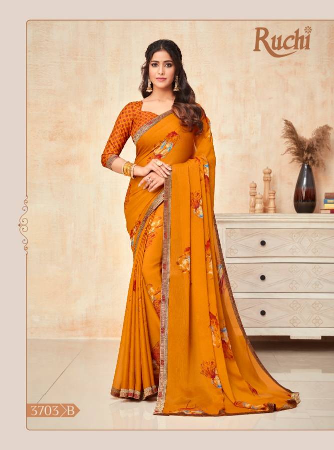 Ruchi Yashika Casual Daily Wear Georgette Printed Fancy Saree Collection